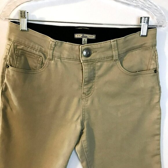 Bass Cropped Pants 5-Pocket Stretch Waist Cotton Blend Khaki Tan Women's Size 6 - Picture 2 of 16